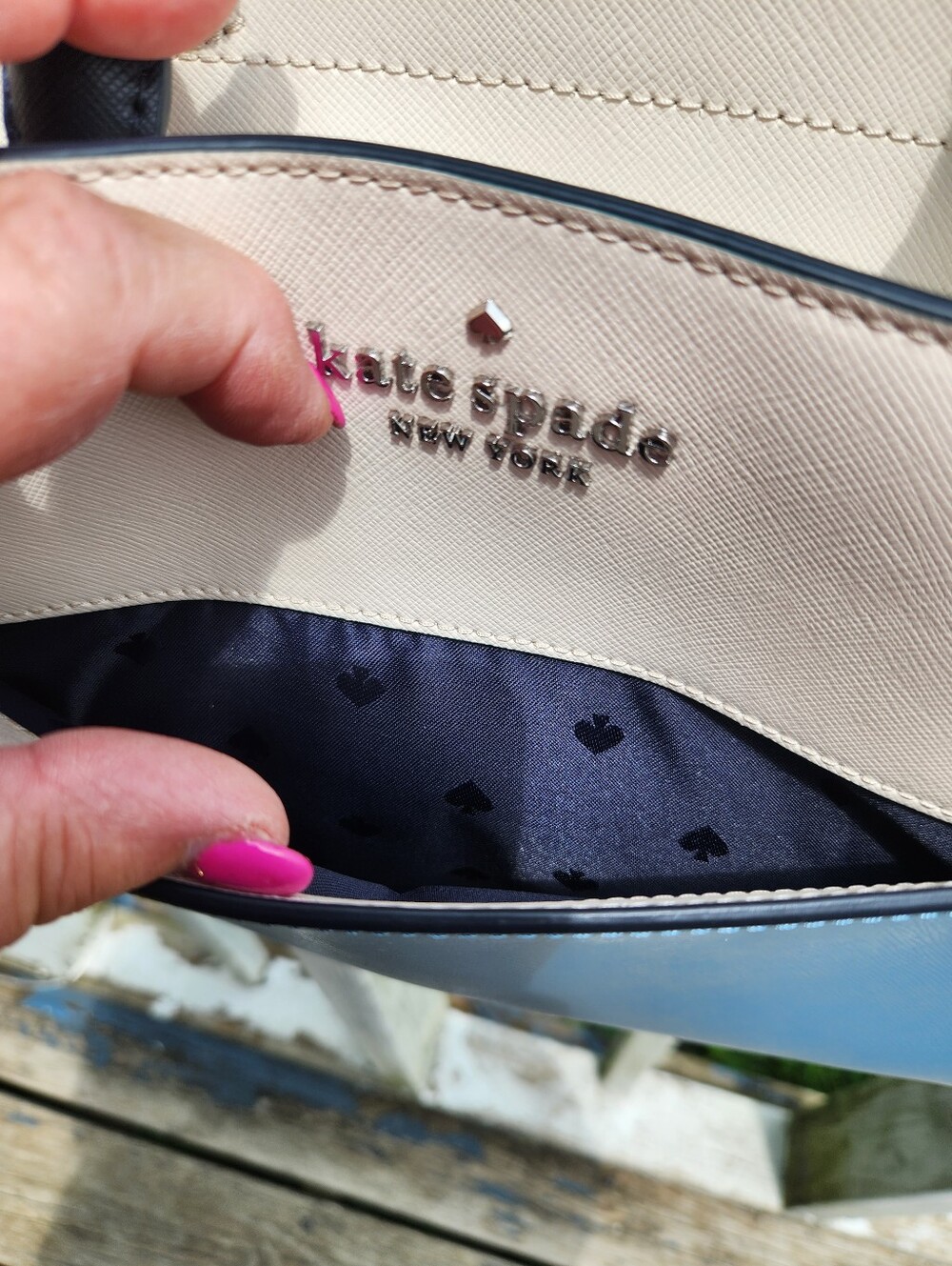 Kate Spade Two Tone Leather Hand Bag Crossbody NWT - Picture 10 of 12